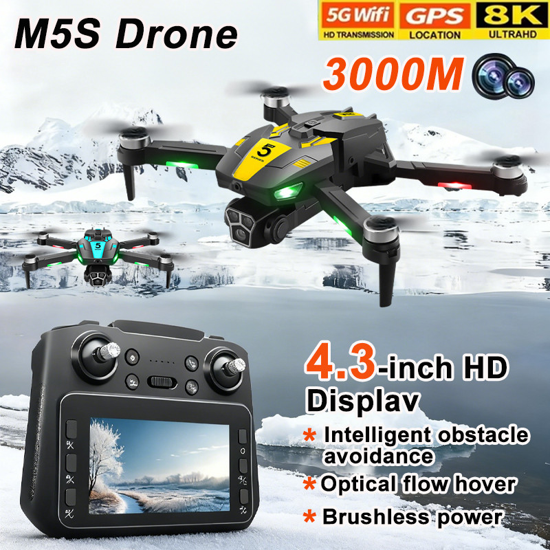 Drone RC M5s Baru dengan Kamera Ganda Profesional HD 4K 8K, GPS, 5G WIFI FPV, Quadcopter Lipat, Moto