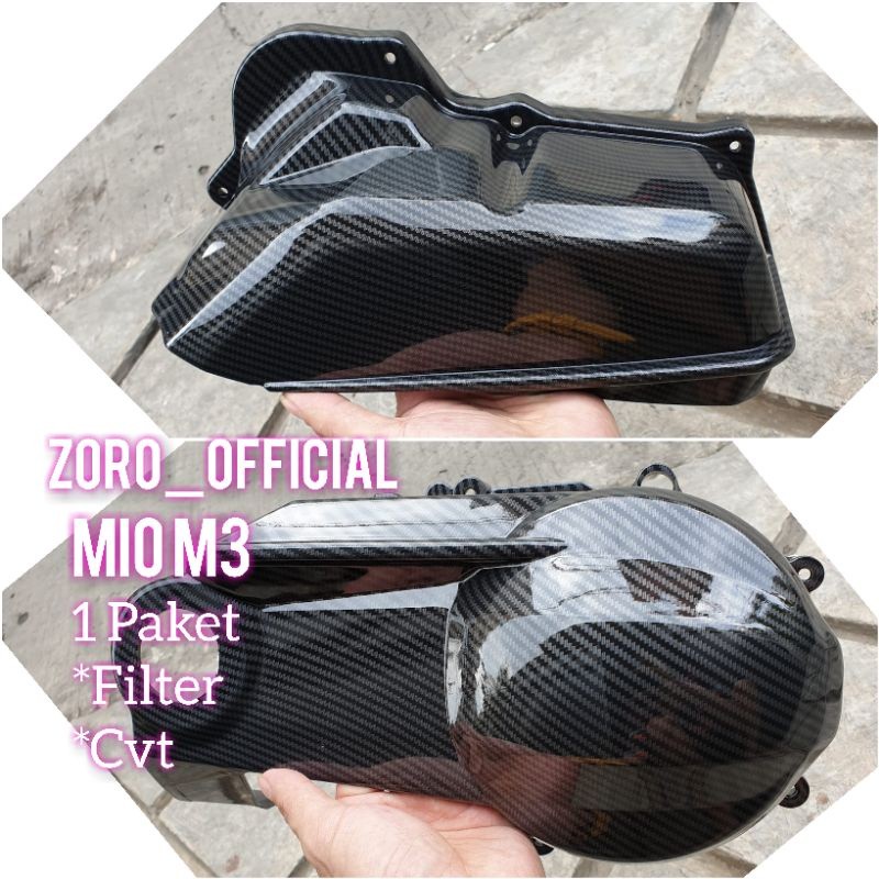 Paket Cover Carbon Tutup Cvt / Tutup Filter Mio M3 / Mio 125 / Mio Z / Fino 125 / Soul Gt 125 New / 