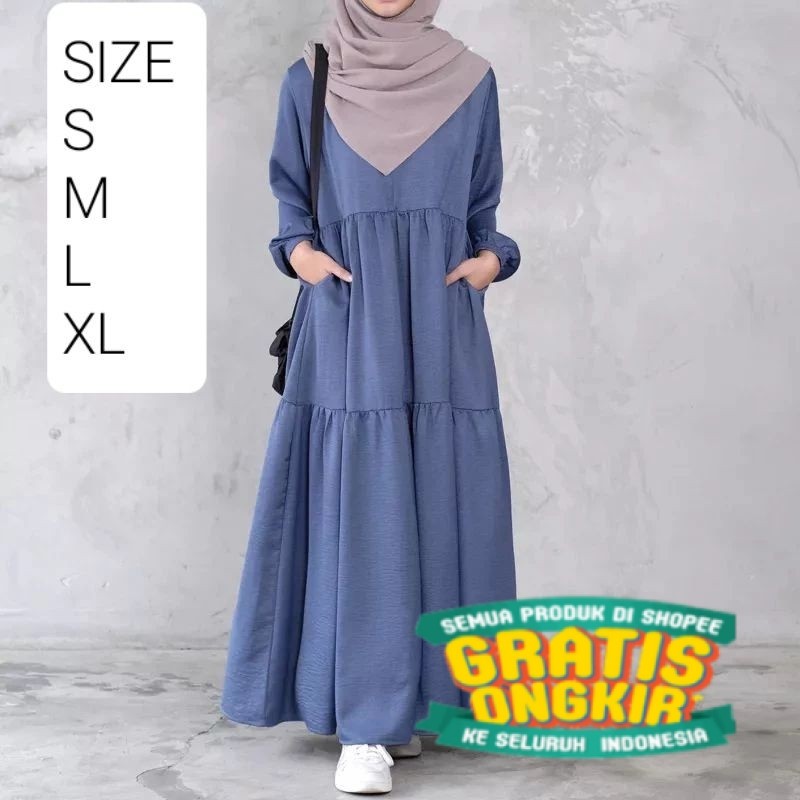 GAMIS SERUT MAT CRINCLE  REMAJA KEKINIAN TERBARU GAMIS DRESS REMAJA/LEBARAN KEKINIAN GAMIS SERUT BUS