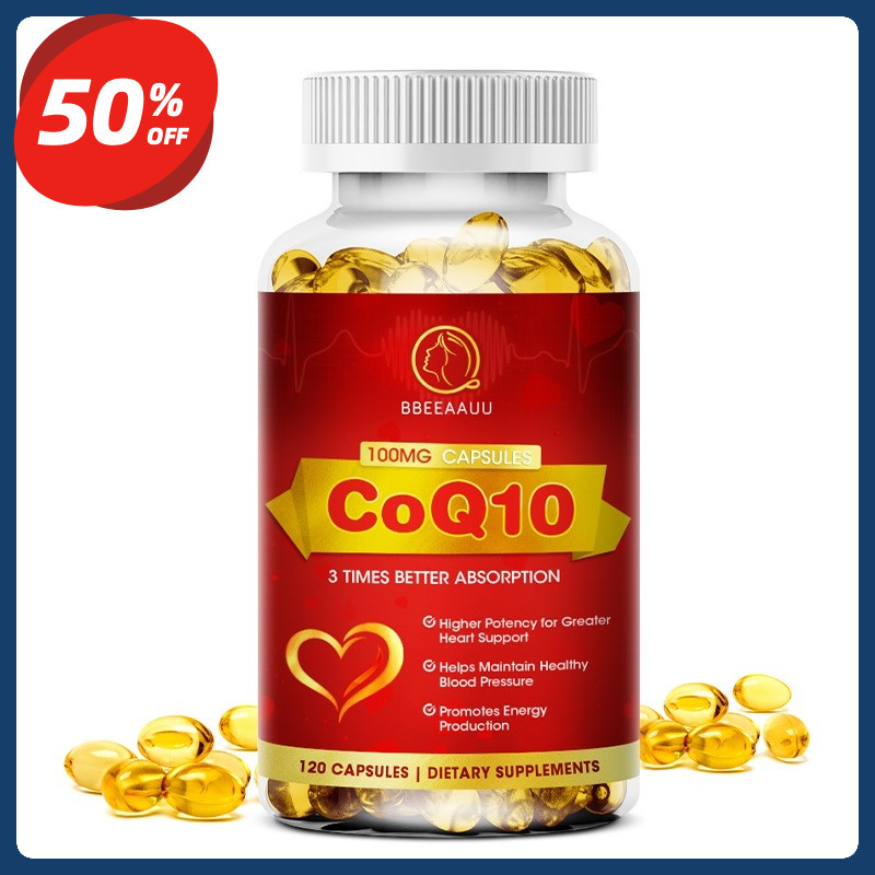 BBEEAAUU CoQ10 100mg Capsules 120 Kapsul Suplemen Nutrisi Antioksidan untuk Energi Harian