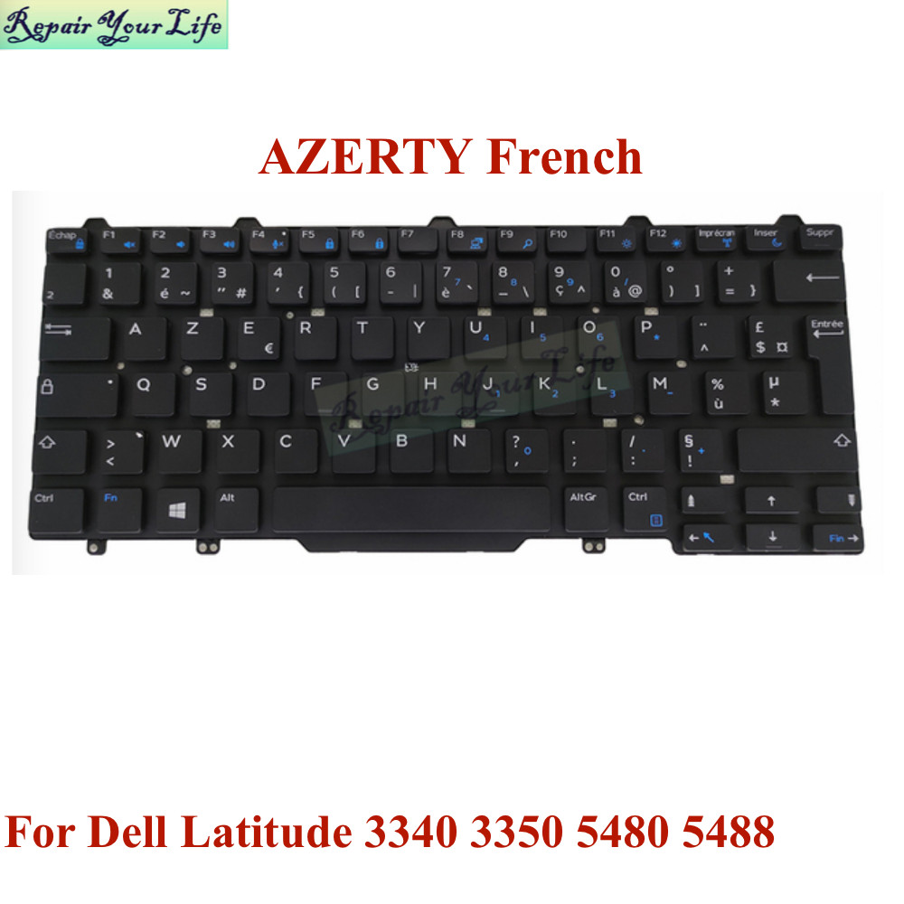 FTTYH Fren AZERTY Keyboard for Dell Latitude 14 E5450 E5470 5480 5490 E5490 Single Point 0FTTYH PK13
