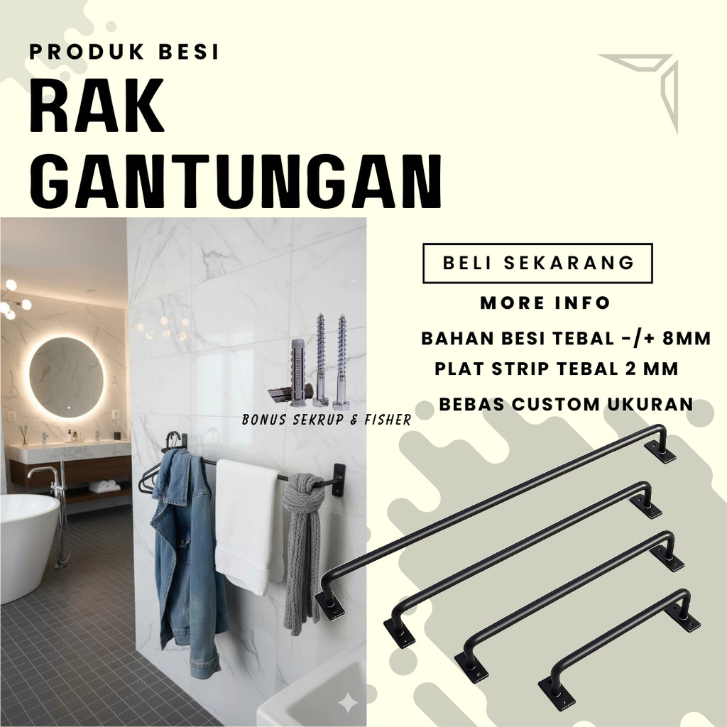 Rak Gantungan Handuk Gantungan Baju Gawang  Handuk Tempel Tembok Gantungan Handuk Tempel Dinding Rak