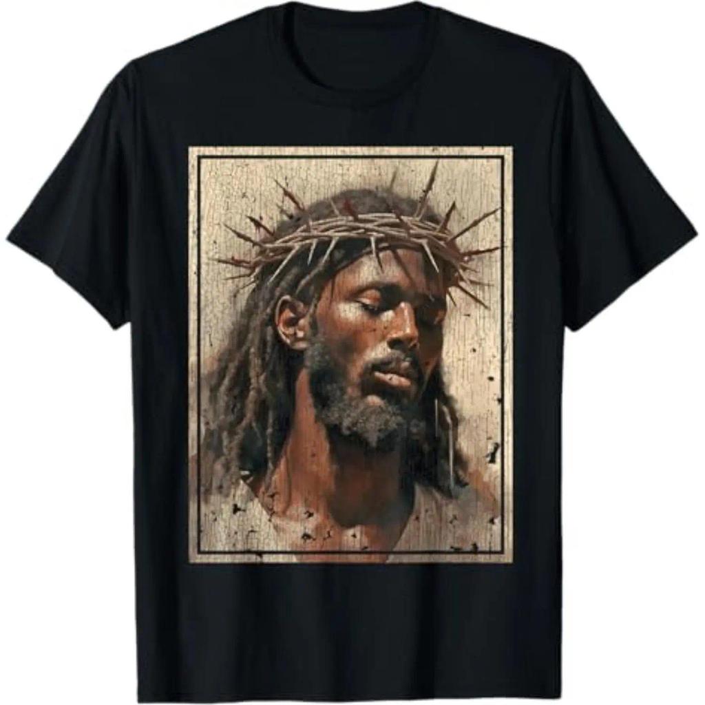 Kemeja Yesus Hitam Wajah Salib Yesus Dengan Kaos Mahkota Duri
