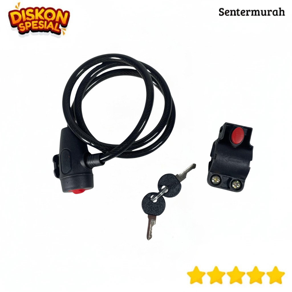 Gembok Sepeda Anti Maling Super Kuat Baja Seling Wire Lock
