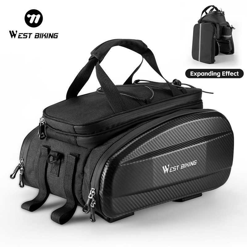 WEST BIKING Tas Sepeda Hard Shell Multifungsi, Bagasi Sepeda Berkapasitas Besar, Tas Perjalanan, Aks