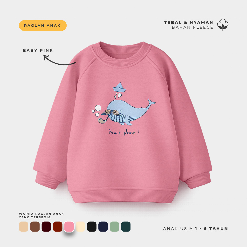 Sweater Anak Crewneck Oversize Anak Model Korea Whale Smoke Usi 1-6 Tahun hoodiejosss