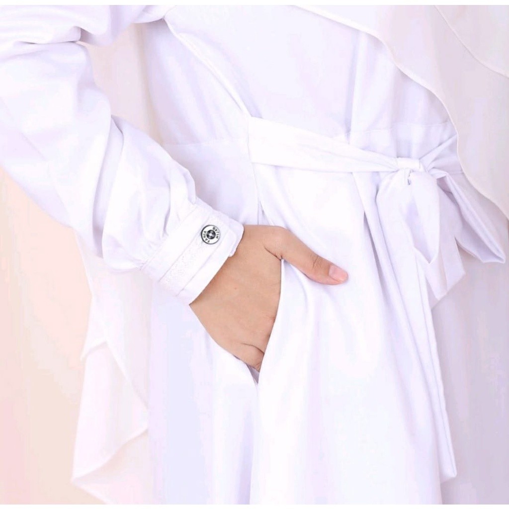 Vandasup- Vandasup- Gamis Katun Toyobo Putih Bersih Gamis Polos Muslimah Dewasa Terbaru Gamis Renda