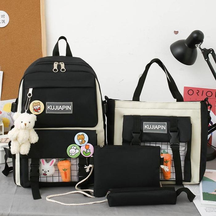 tas sekolah anak 4in 1 tas ransel anak import tas sekolah korea style tas anak - HITAM