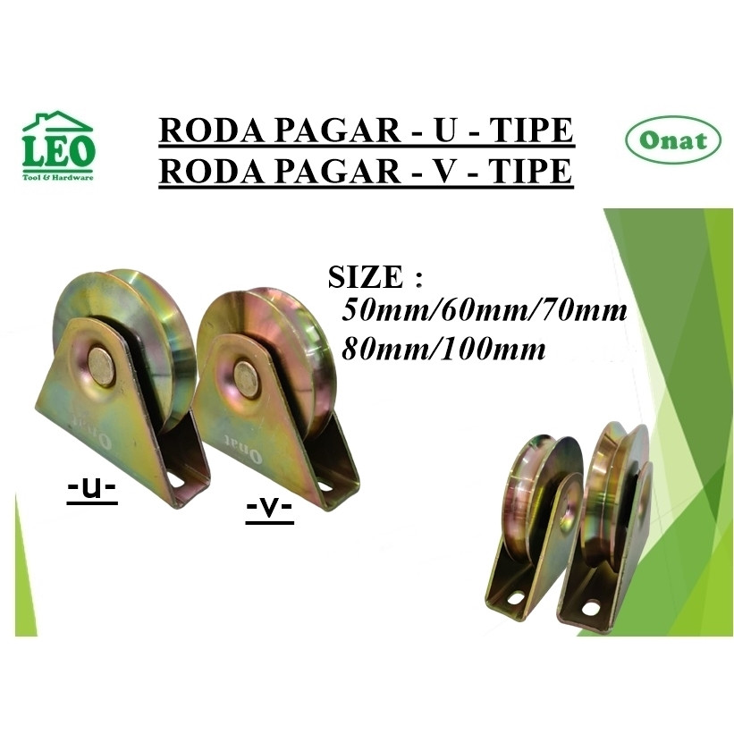 Roda Pagar Pintu Gerbang Geser Rel Bubut Besi Katrol Model Tipe Type U V