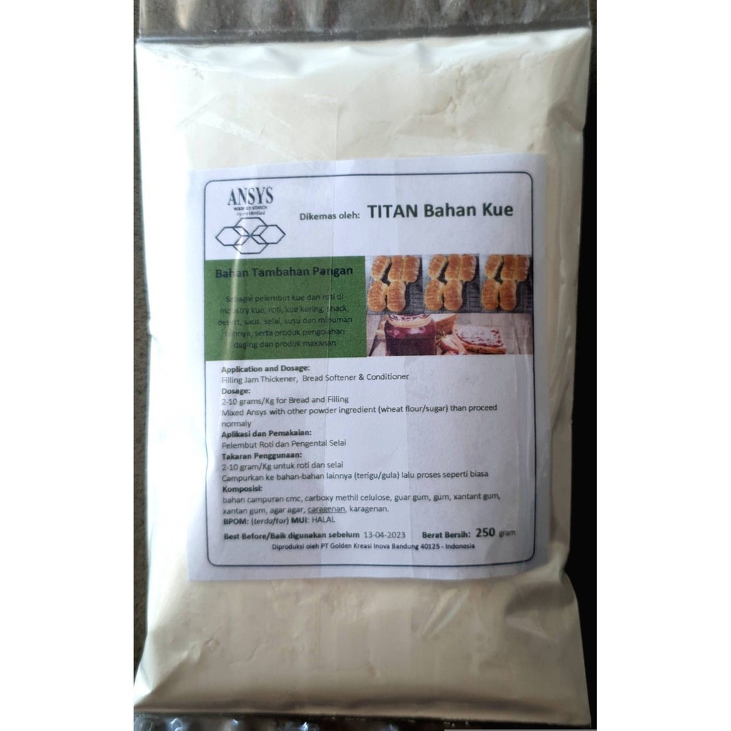 ANSYS Bahan Tambahan Untuk Pelembut Kue dan Roti Kemasan Repack 250 Gram