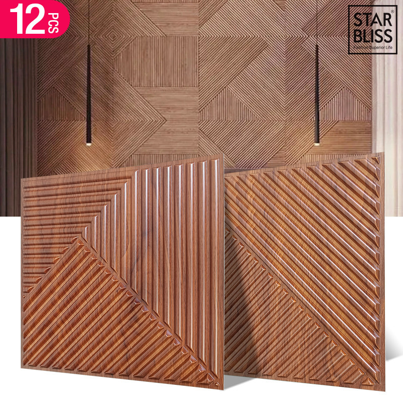 12 Pcs Decorative 3D Wall Panels in amond Design Matt black Wallpaper Mural Tile-Panel-Mold 3D wall 