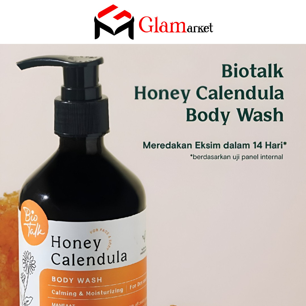 GLAM - BIOTALK Honey Calendula Body Wash 300 ml - Sabun Mandi Untuk Kulit Eksim Psoriasis Sensitif G