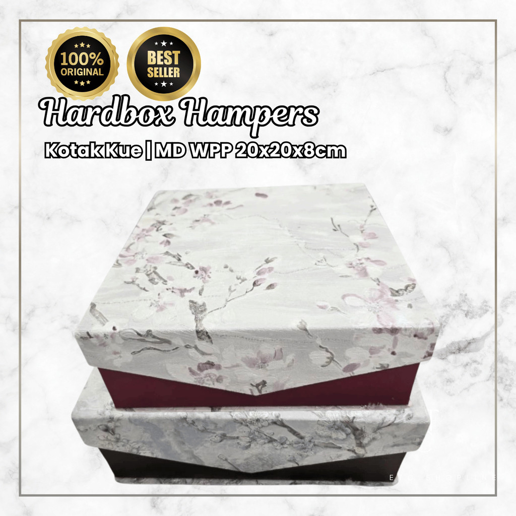 Box Hamper Magnet Dasi Wallpaper 20x20x8cm | Kotak Kue Hardbox | Imlek | Natal | Idul Fitri