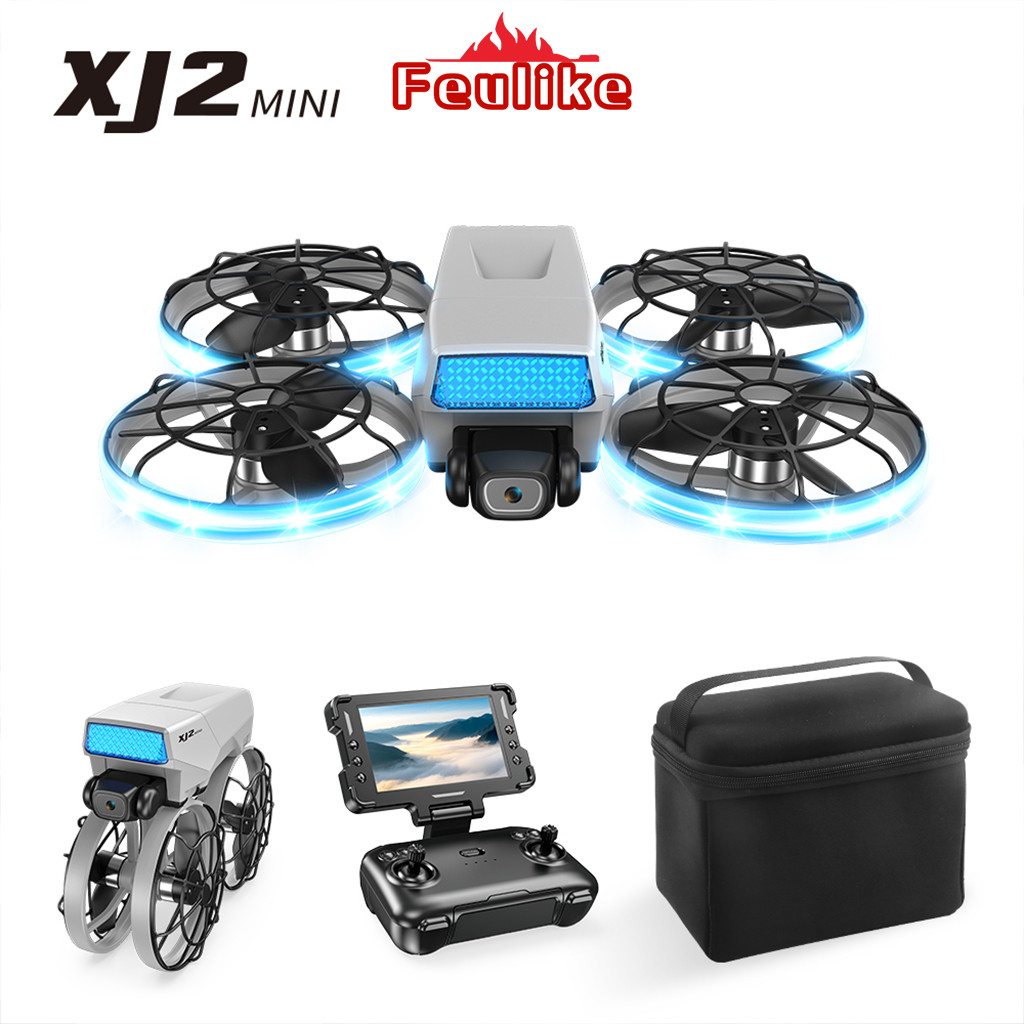 Feulike Xj2 Mini Drone 8K Double Kamera Layar Rc Foldable Brushless Kamera Udara Pesawat tak berawak