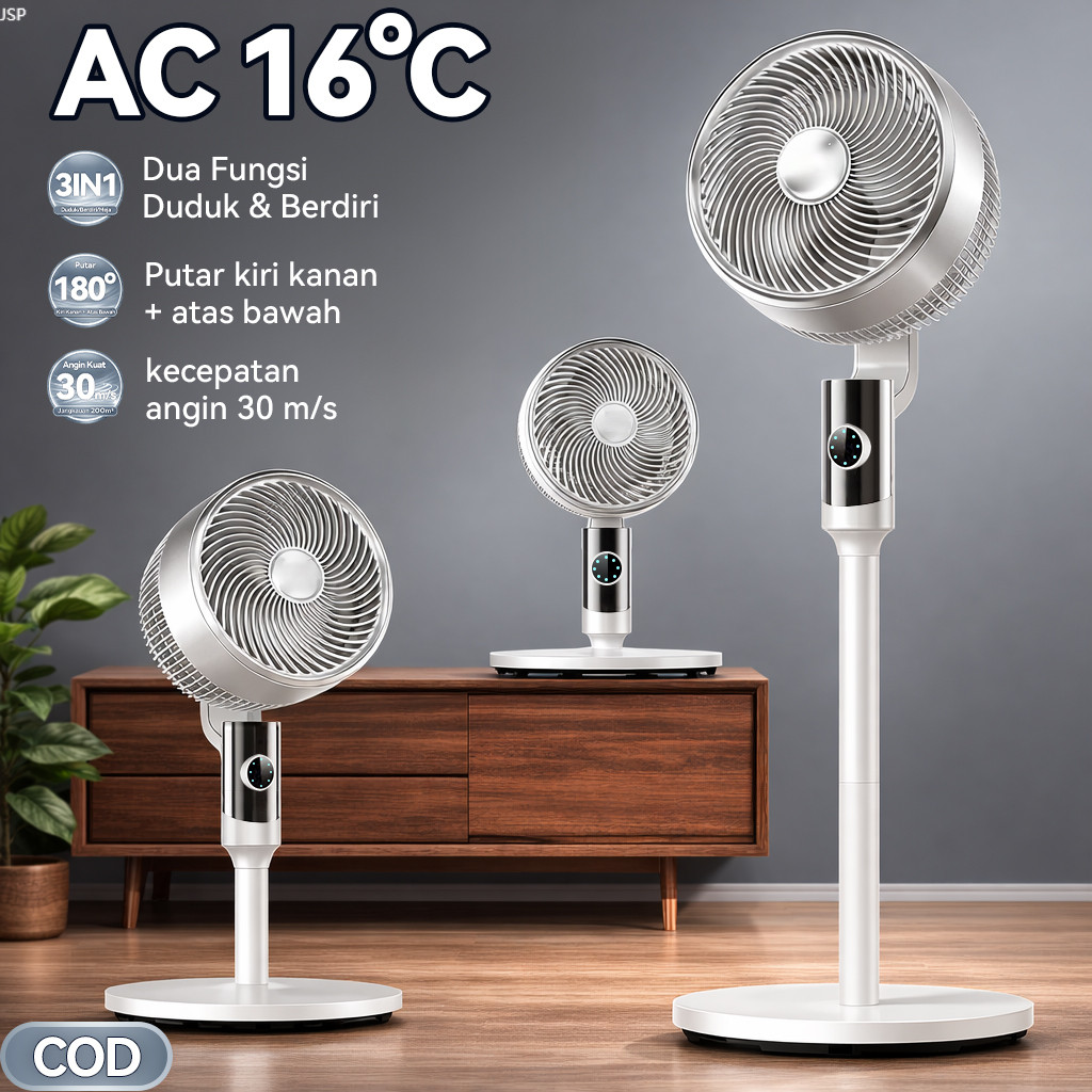 COD Ready Stock | Kipas Angin Berdiri Otomatis 180 Derajat Rotation | Stand Fan Elektrik Putar Berpu