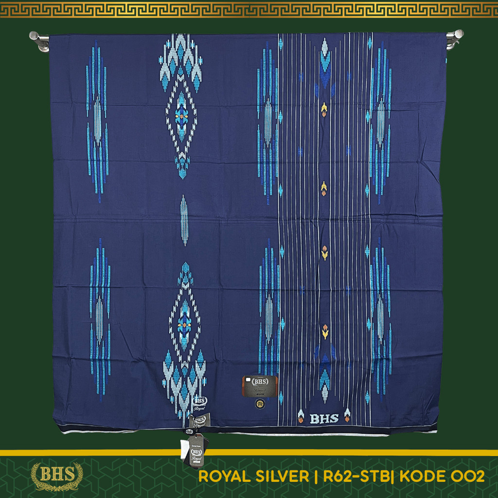 Sarung BHS Royal Silver Motif R62 STB Songket Timbul Bahan Premium Mercerized Cotton Halus dan Lembu
