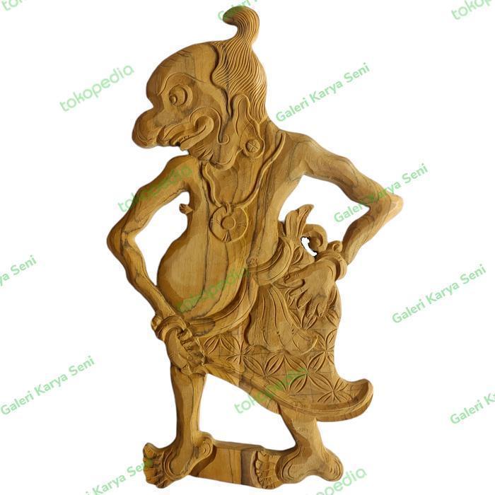 Pajangan Dinding Ukiran Wayang Gareng Punokawan Mentahan Kayu Jati