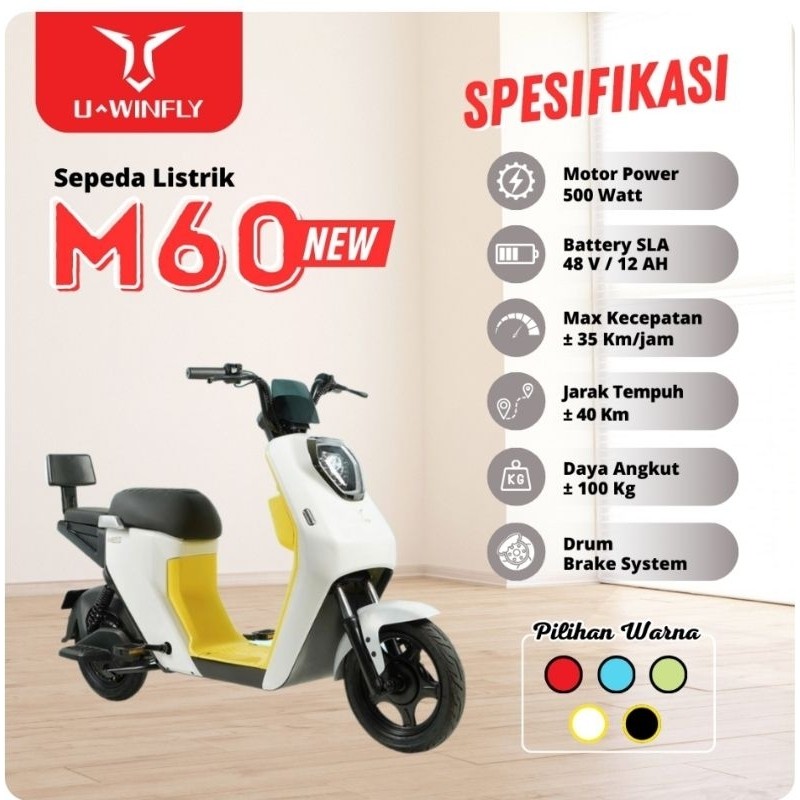 BM SEPEDA LISTRIK UWINFLY M60 - SEPEDA LISTRIK M60 UWINFLY TYPE M60