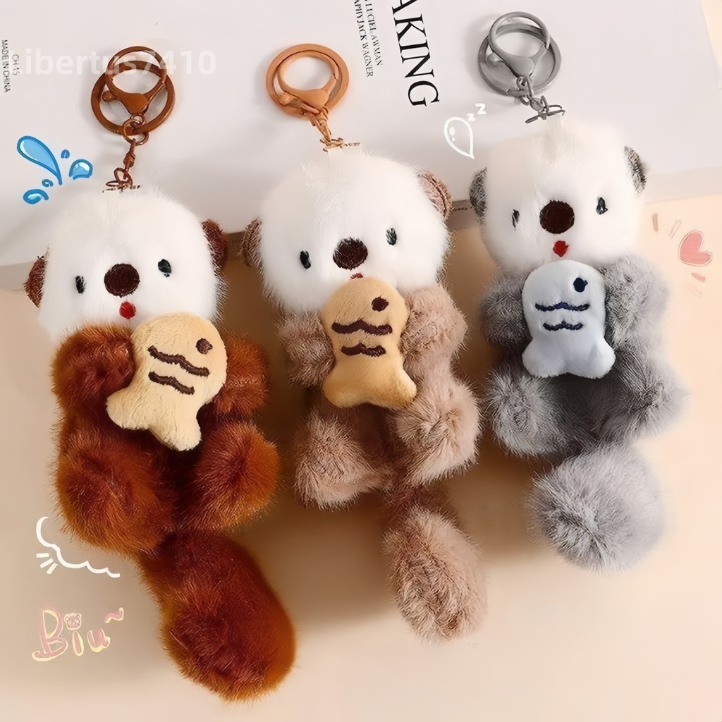 Gantungan Kunci Boneka Hewan Berang Berang Otter Bag Charm Keychain Boneka Mini Empuk