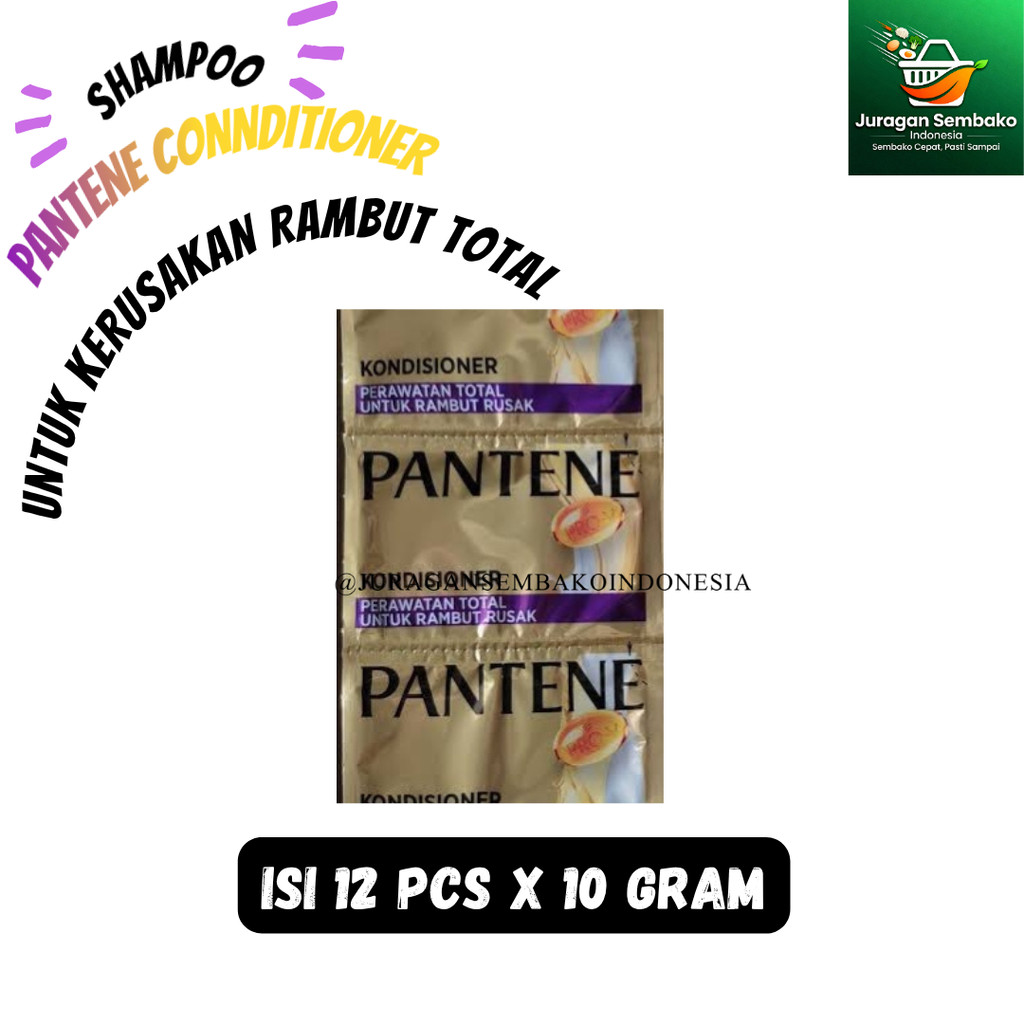 Shampoo Pantene Conditioner Purple Perawatan Total untuk Rambut Rusak Isi 12 pcs x 10gr Shampo Sache