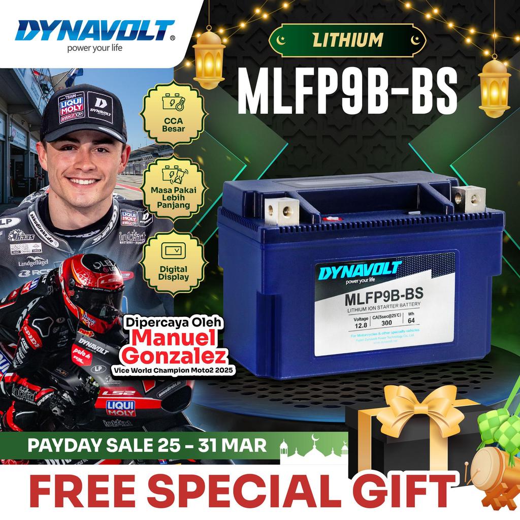 DYNAVOLT Aki Motor TRIUMPH Daytona 675, dll | Lithium MLFP9B-BS | 6 - 10 AH 300 CCA