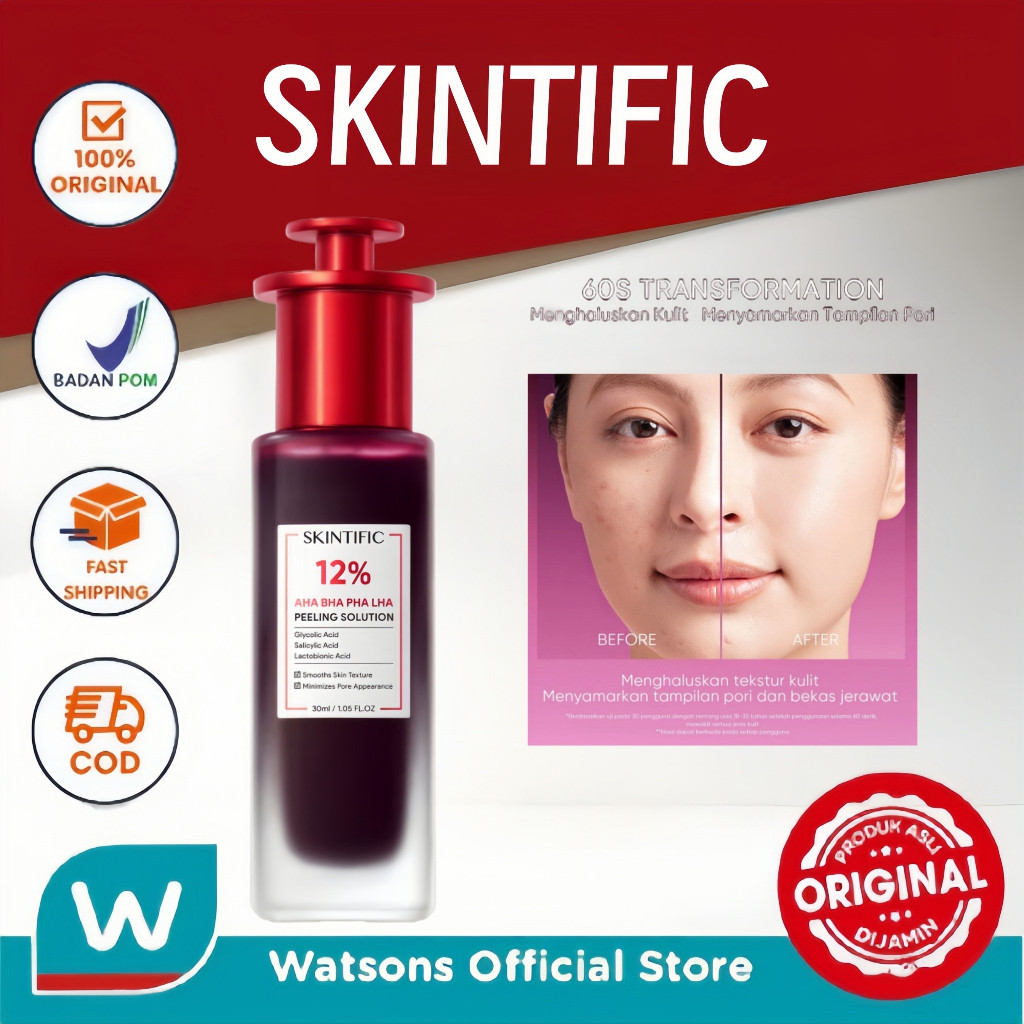 [Watsons Official]SKINTIFIC-12% Acid Peeling Solution Serum 30ml Glass Skin Exfoliating AHA BHA PHA 