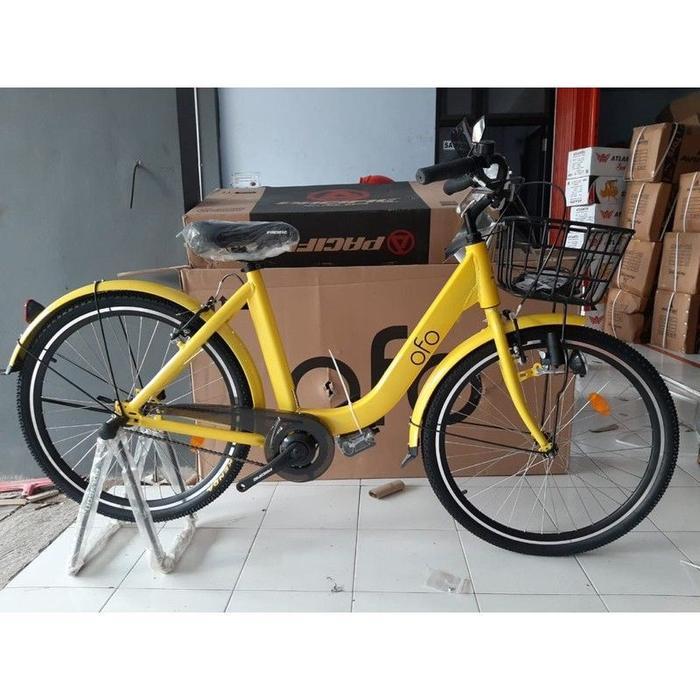 Sepeda CTB 26 Pacific OFO 7 Speed Yellow Banana Free Bonus / Sepeda Keranjang Cewek uk 26 Pacific OF