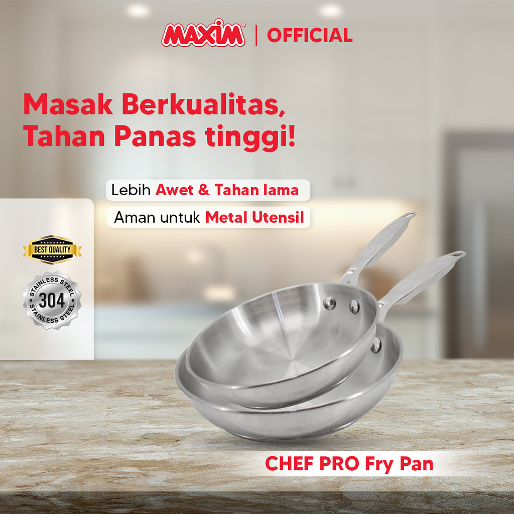 Maxim Chef Pro Wajan Stainless Steel 304 Frypan