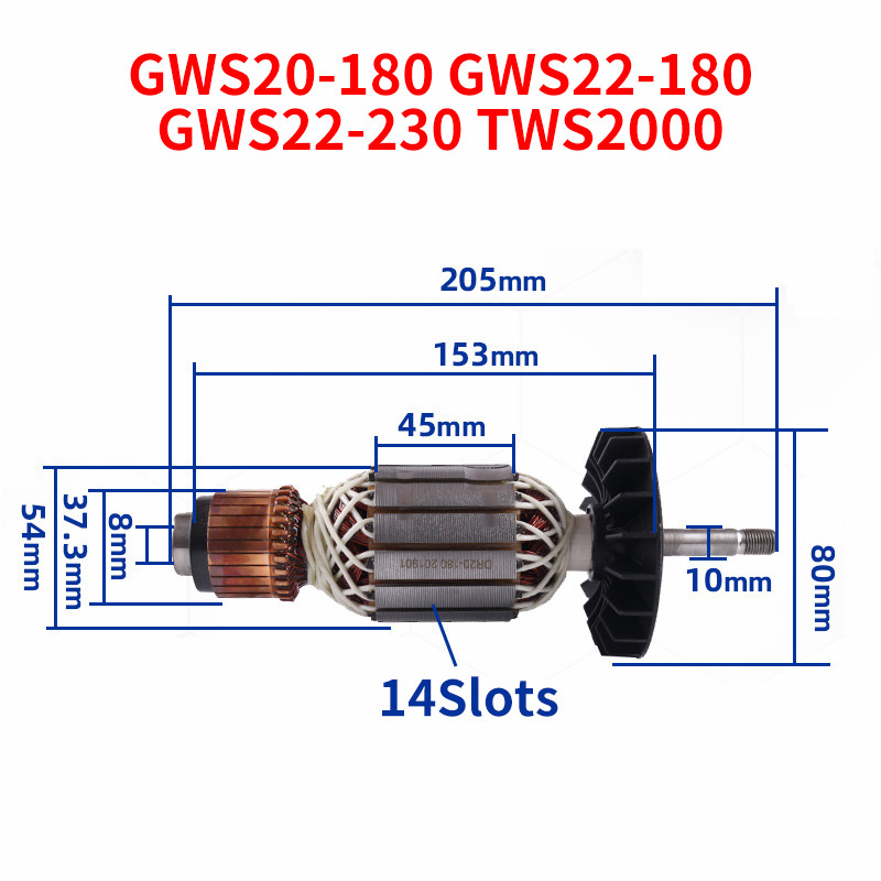 Rotor untuk Bosch GWS20-180 GWS22-180 GWS22-230 TWS2000 Angle Grinder Armature Rotor Anchor Accessor