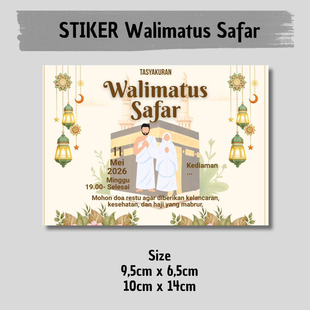 Stiker Bisa Request Ucapan Tasyakuran Walimatussafar Haji/Umroh untuk Nasi Box/Snack box/Souvenir