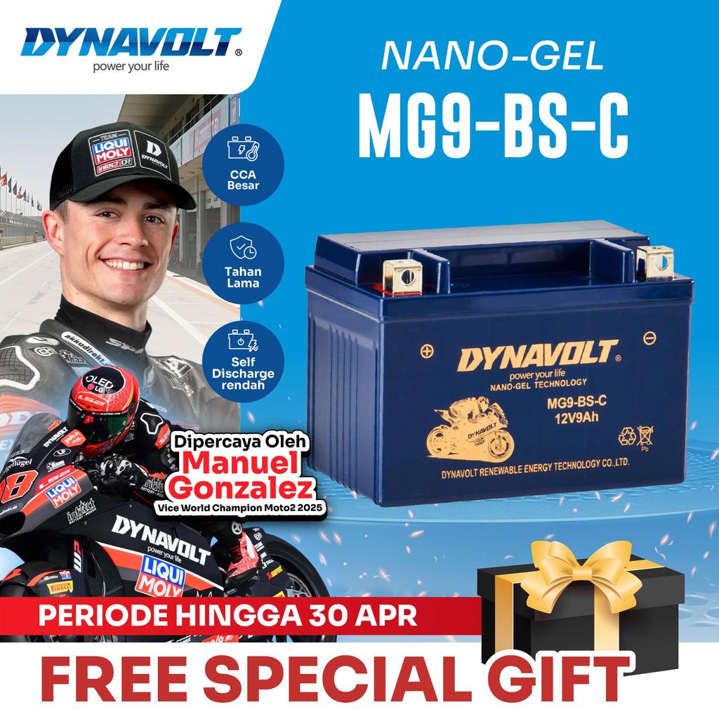 DYNAVOLT Aki Motor YAMAHA T-Max 500, dll | Nano-Gel MG9-BS-C | 9 AH 260 CCA