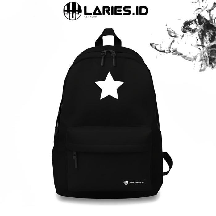 PROMO  LARIES - Ransel Bintang Kantong Cowok Simpel Casual Trendy Hitam Murah Kantong Casual Backpac