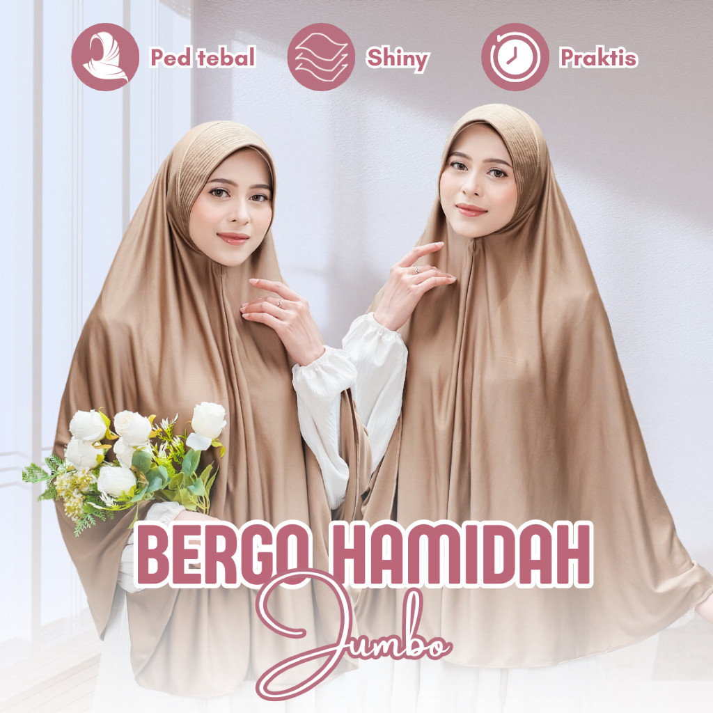 Hijab Khimar Bergo Hamidah Jumbo XL Spandek Jersey | Jilbab Bergo Simple Pad XL Spandek Jersey | Ker