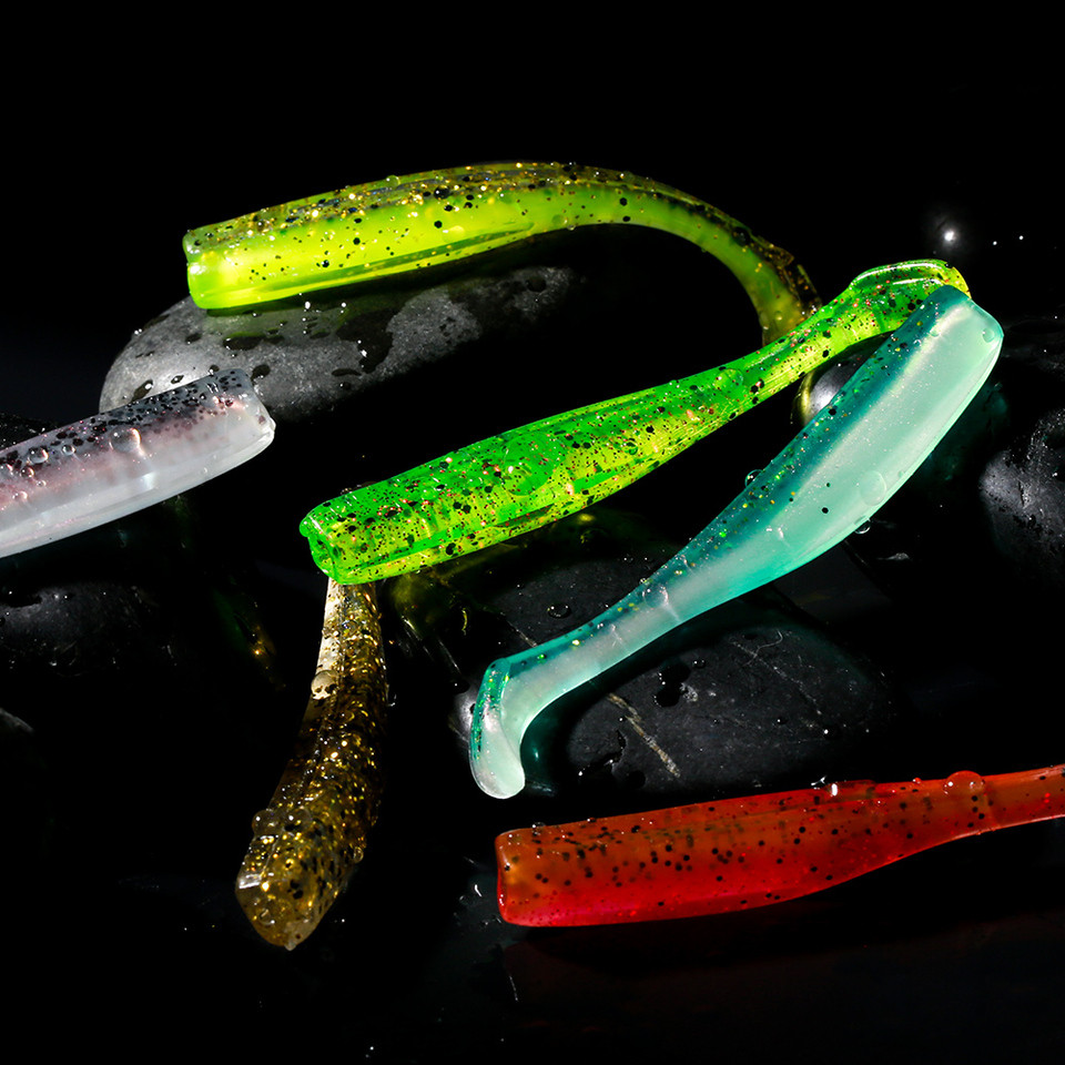 JOHNCOO 6pcs TPR Soft Bait Paddle Tail Swimbait 70mm 2.3g Jigging Lure Artificial Baits Wobblers Pik