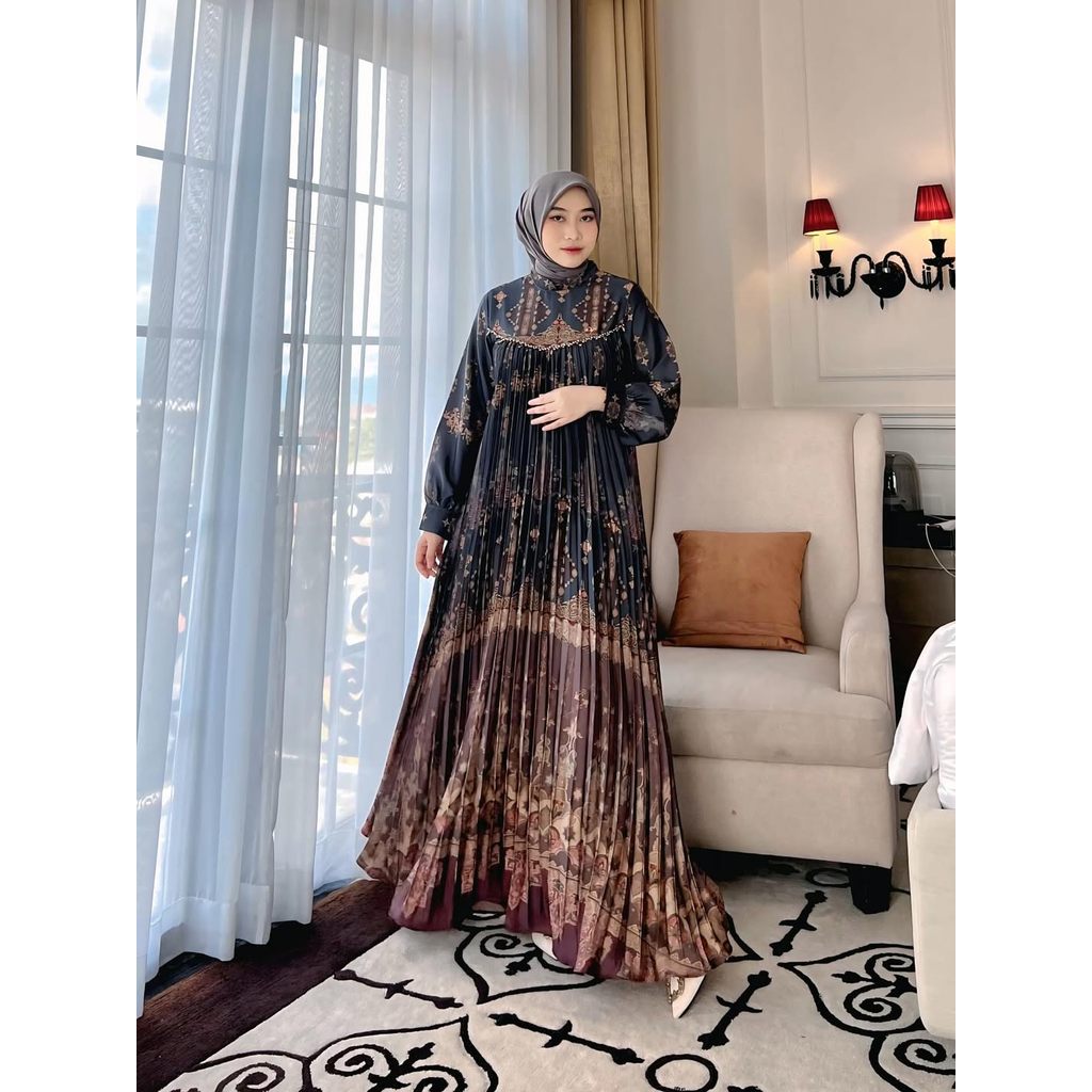 GAMIS RAYA PREMIUM SILK SHAFIRA DRESS EXCLUSIVE FASHION LEBARAN MUSLIM BUSUI KEKINIAN