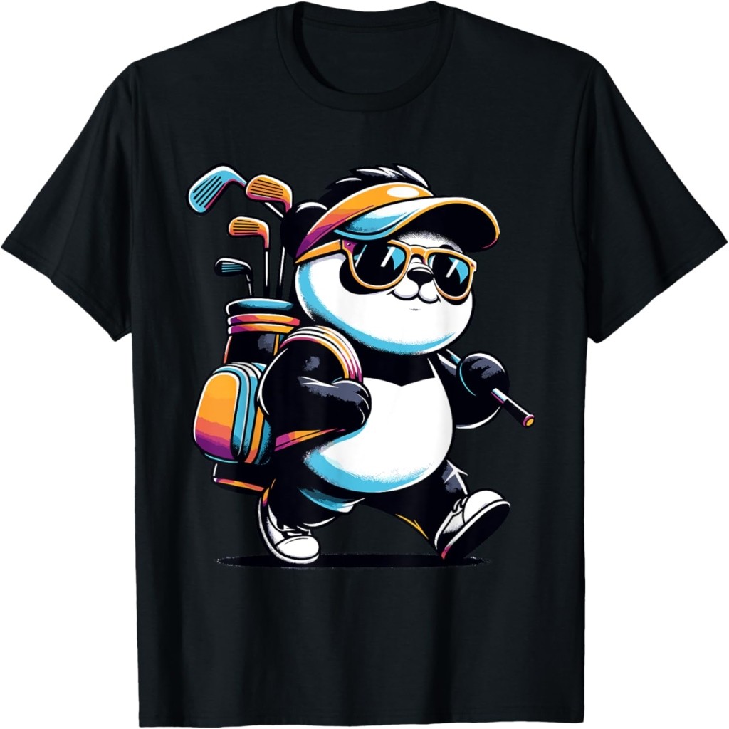 Golf Novelty Panda Golfing Pria Wanita Anak-anak Lucu Golf Kaos