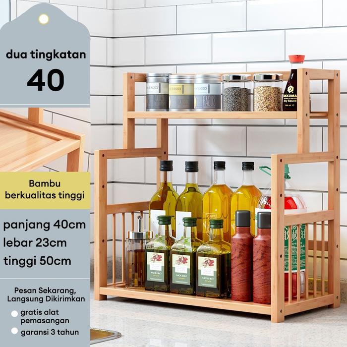 [dapur Liaa] [DH]Rak Dapur Rak Bumbu Rak Multifungsi Rak Organizer Dapur Rak Dapur bambu Rak Dapur S