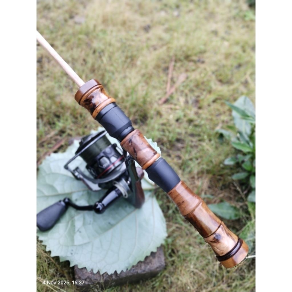 BISA (COD) Gagang Joran Custom 20 Cm Kayu Jati Unik