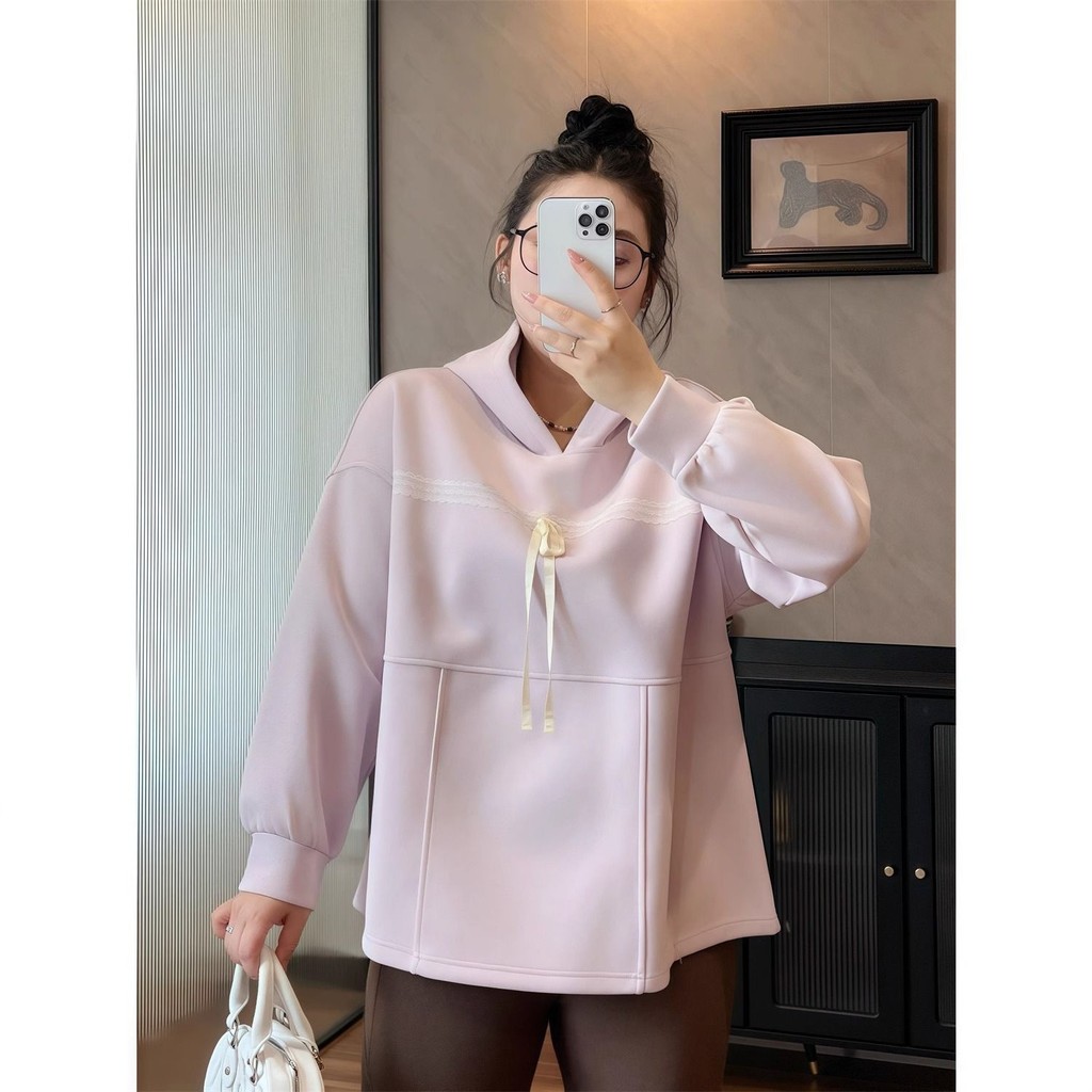 [Saror Sweatshirt Hoodie Wanita Ukuran Besar Baru Gaya Korea Tipis