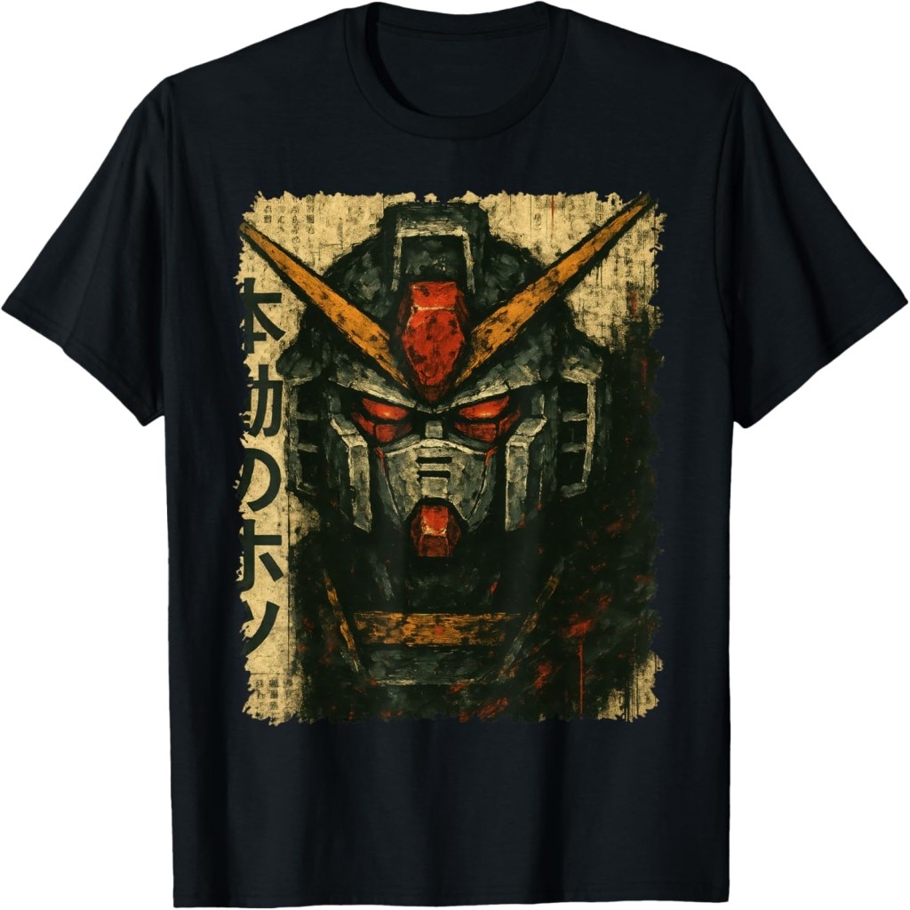 Kaos Japanese Mecha Robot Head Vintage Anime Seni Men Boys Kids Kaos