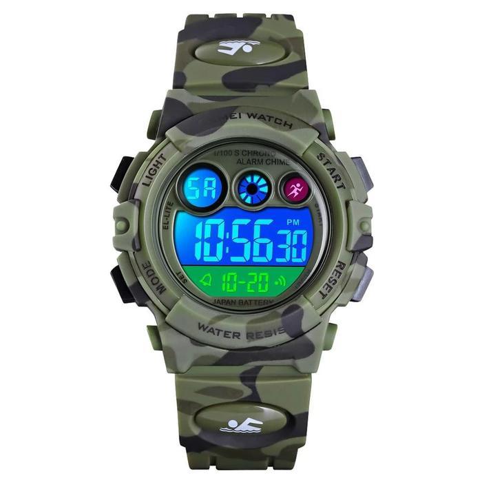 JAM TANGAN ANAK LAKI COWOK SKMEI GINAL ARMY MILITER KEREN ANTI AIR Kids Led Fashion - Army 1