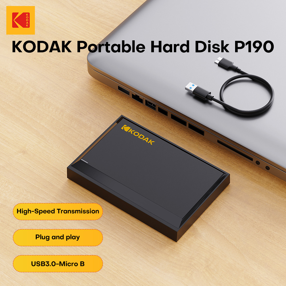 KODAK Portable HDD 1TB External Hard Disk Drive 5Gbps High Speed 120MB/s 2TB Portable Gaming HDD for