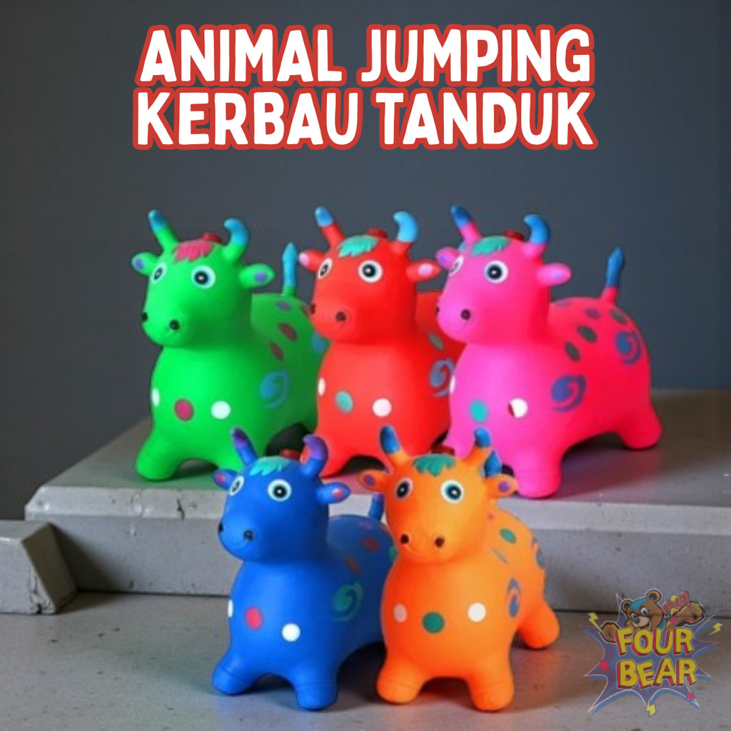 Kuda Kudaan Karet Jumping Animal Mainan Tunggang Anak Genjot Hewan Kuda Unicorn Sapi Rusa