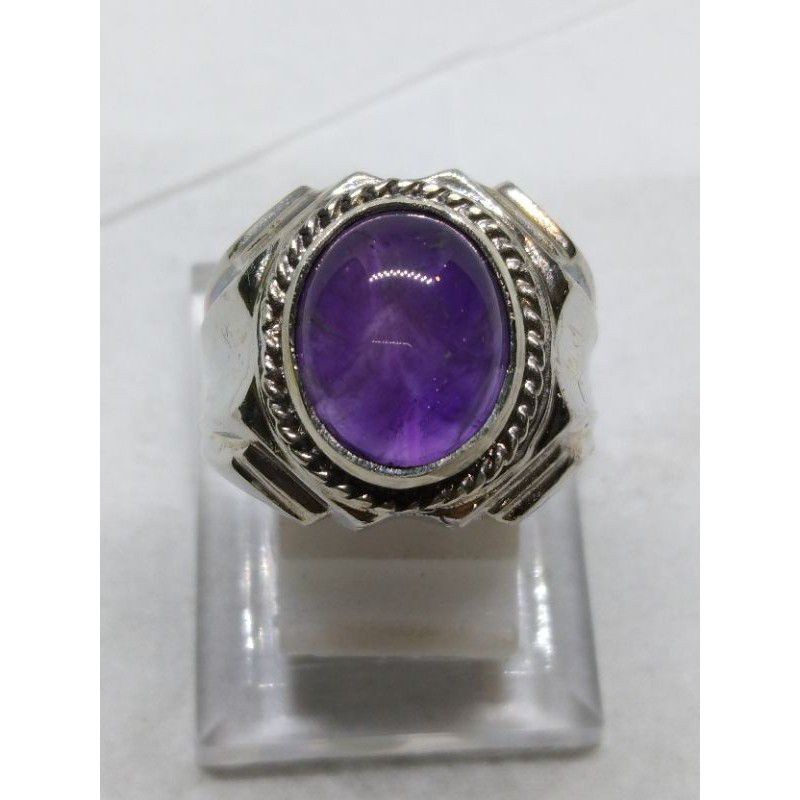 Cincin Batu kecubung ungu natural batu