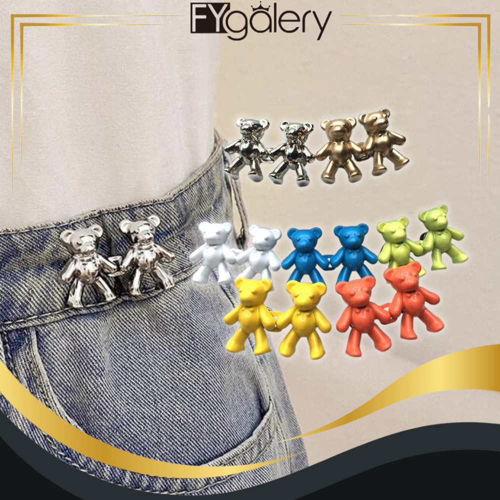 READY kancing jeans bentuk beruang Bahan Metal Dapat Dilepas Kancing Jeans Metal Bebas Jahit 2Pcs Cu