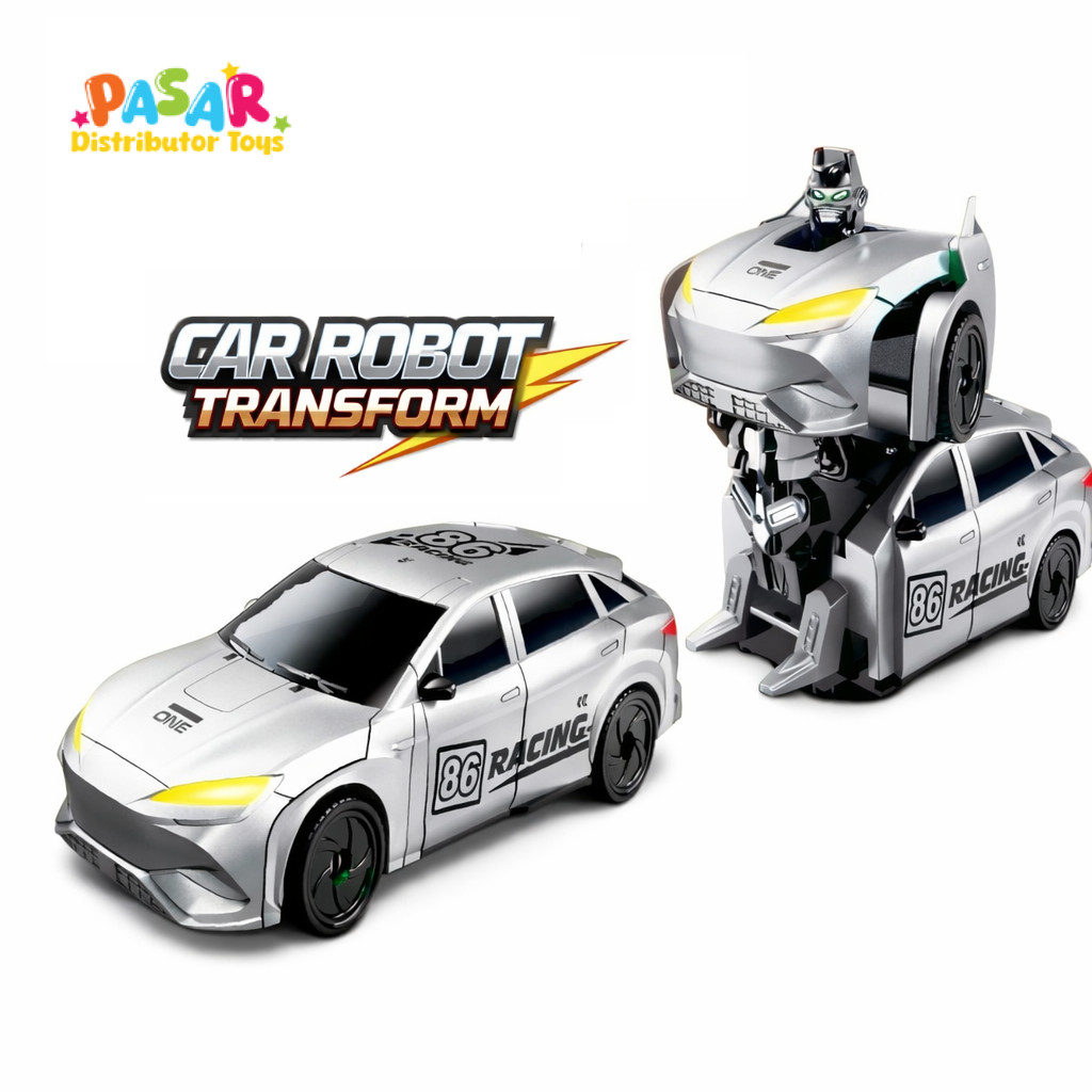Mainan Anak RACING ROBOT TRANSFORM BTC-3204 Mainan Mobil Balap Robot Otomatis Anak Laki-Laki