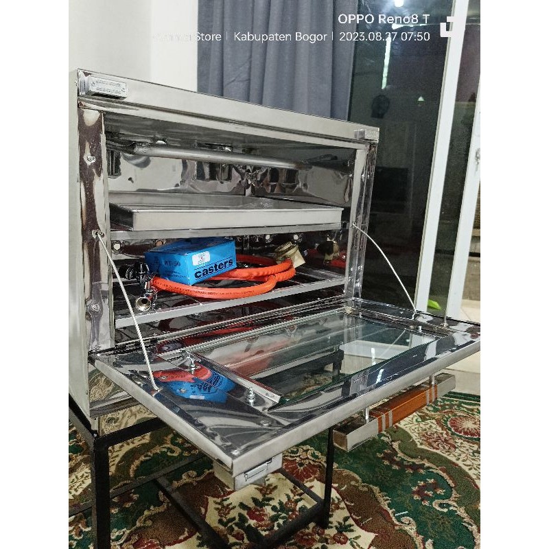 Oven Gas Api Atas Bawah Bahan stainless ukuran 60x40,Paket komplit,Oven Gas Lengkap, Oven Gas Untuk 