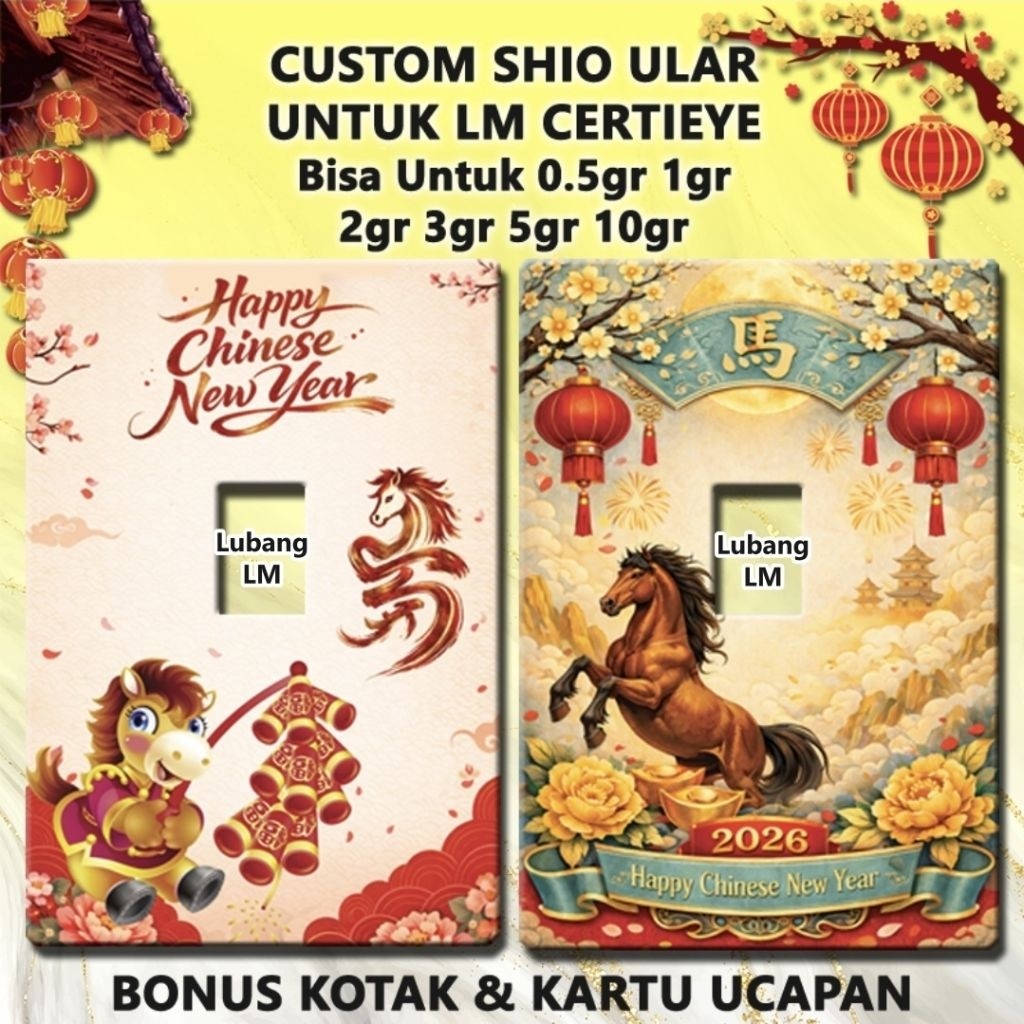 Cover Emas ANTAM Certieye IMLEK SHIO KUDA (TANPA EMASNYA) + Box Gratis Kartu Ucapan Custom