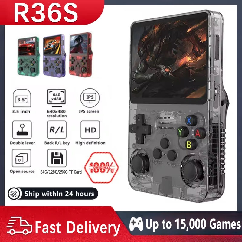 New Hot Sale R36S Retro Handheld Game Console 3.5-inch IPS Screen 128GB Pre talled Gaming Linux Syst