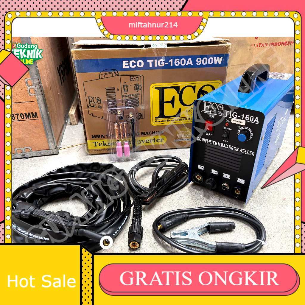 Mesin Las Argon RHINO ECO TIG-160A 900Watt / Mesin Las Listrik TIG 160A Trafo Travo Trapo Las - Inve